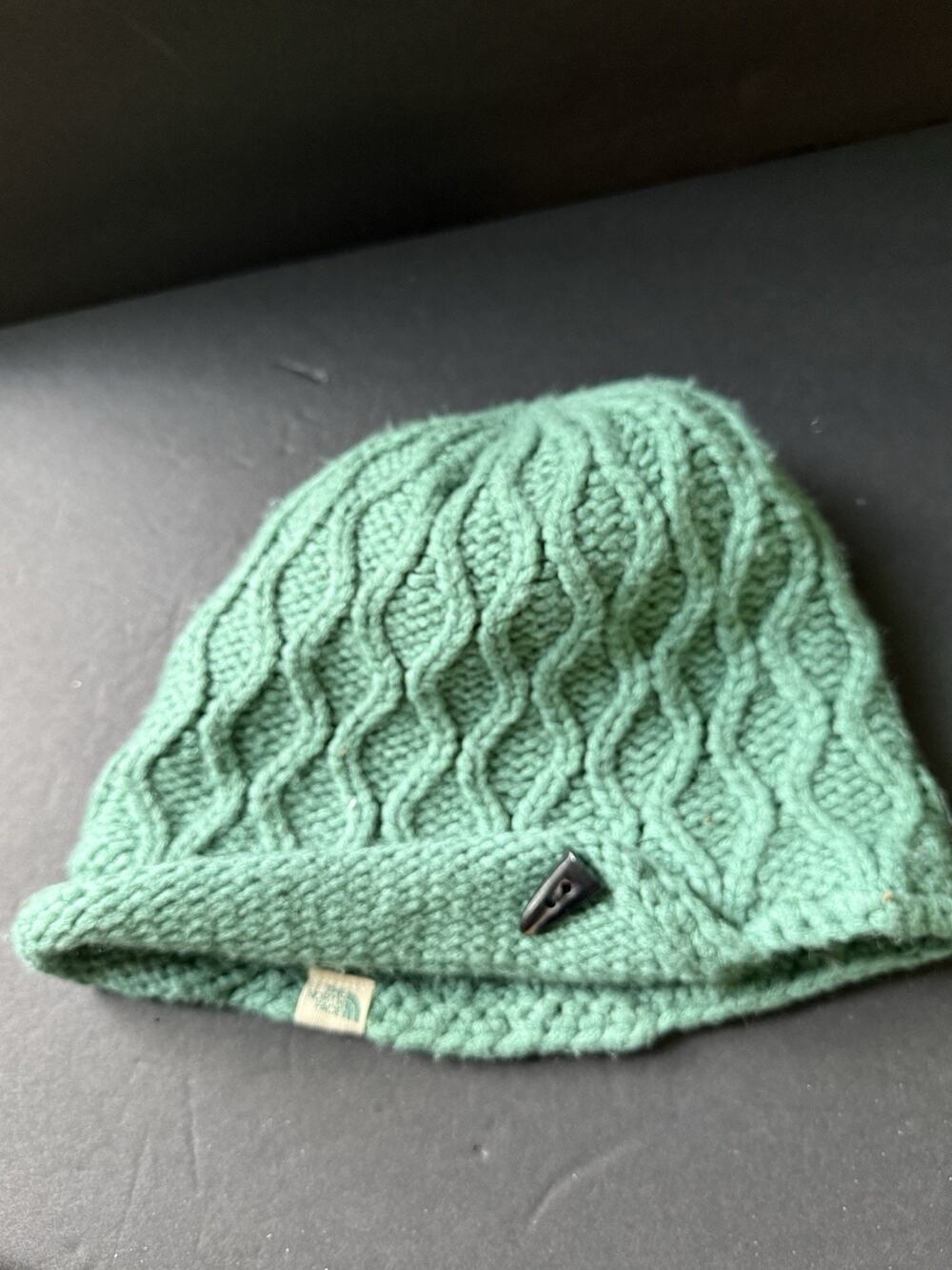 The North Face Knit Beanie Green Chunky Knit Winter Hat Women OSFA Outdoor